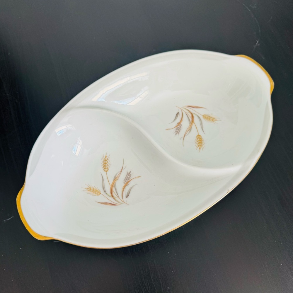 Vintage Sango Japan Harvest Gold Divided Serving Dish